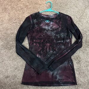 Affliction Black and Burgundy Long Sleeve Tee